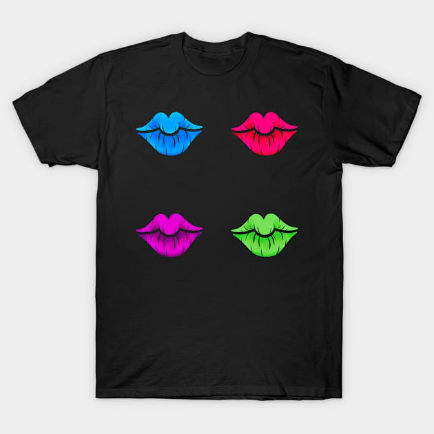 Neon Lips T-Shirt by SisterSpyder923